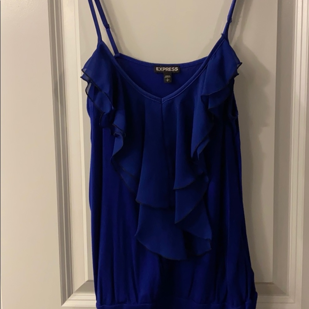 Express Blue ruffle tank. Size small